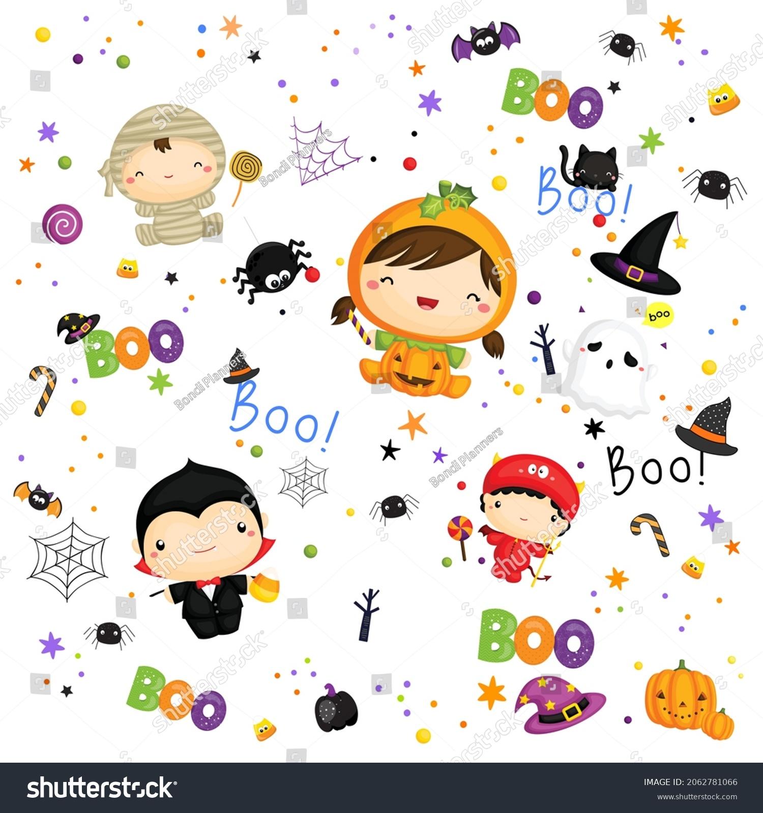 Cute Halloween Background Cartoon Wallpaper Printable Stock