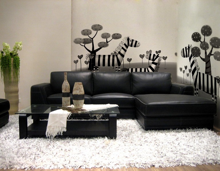 Black Non Toxic Customized Home Living Room Animal Wallpaper Wall