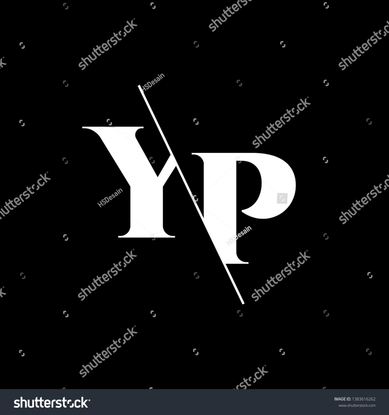 Initial Letter Yp Monogram Sliced Modern Stock Vector Royalty