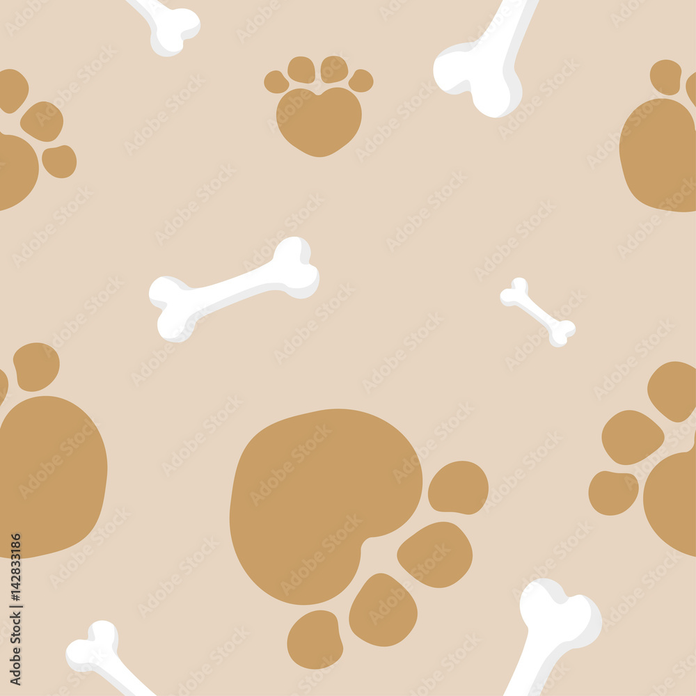 Illustration background wallpaper with paws of pets dog and bones