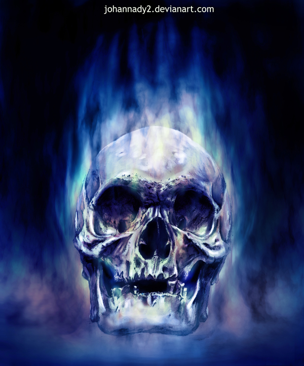 Blue Flaming Skull Wallpaper S
