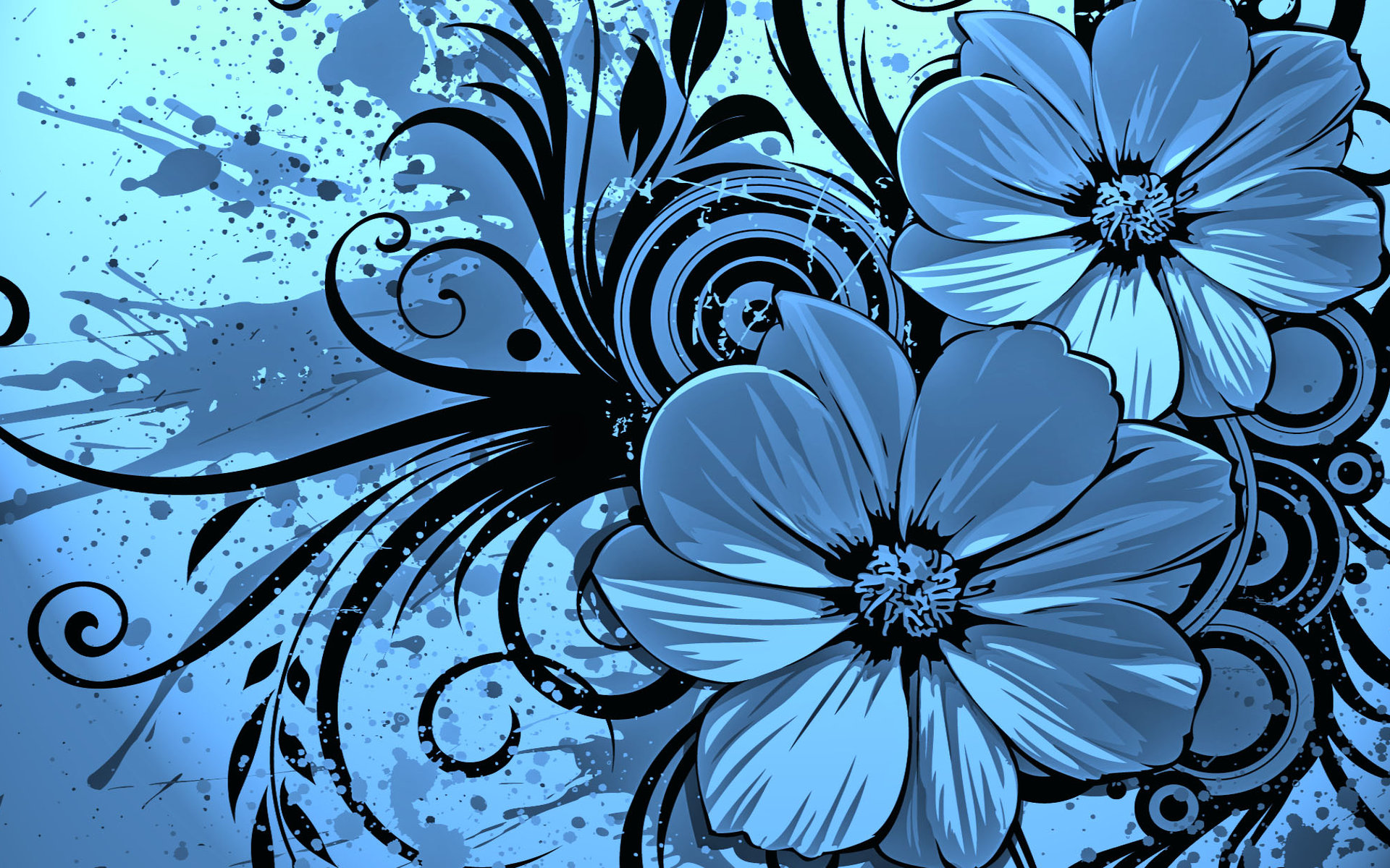 Vector Flower Blue Wallpaper Hd