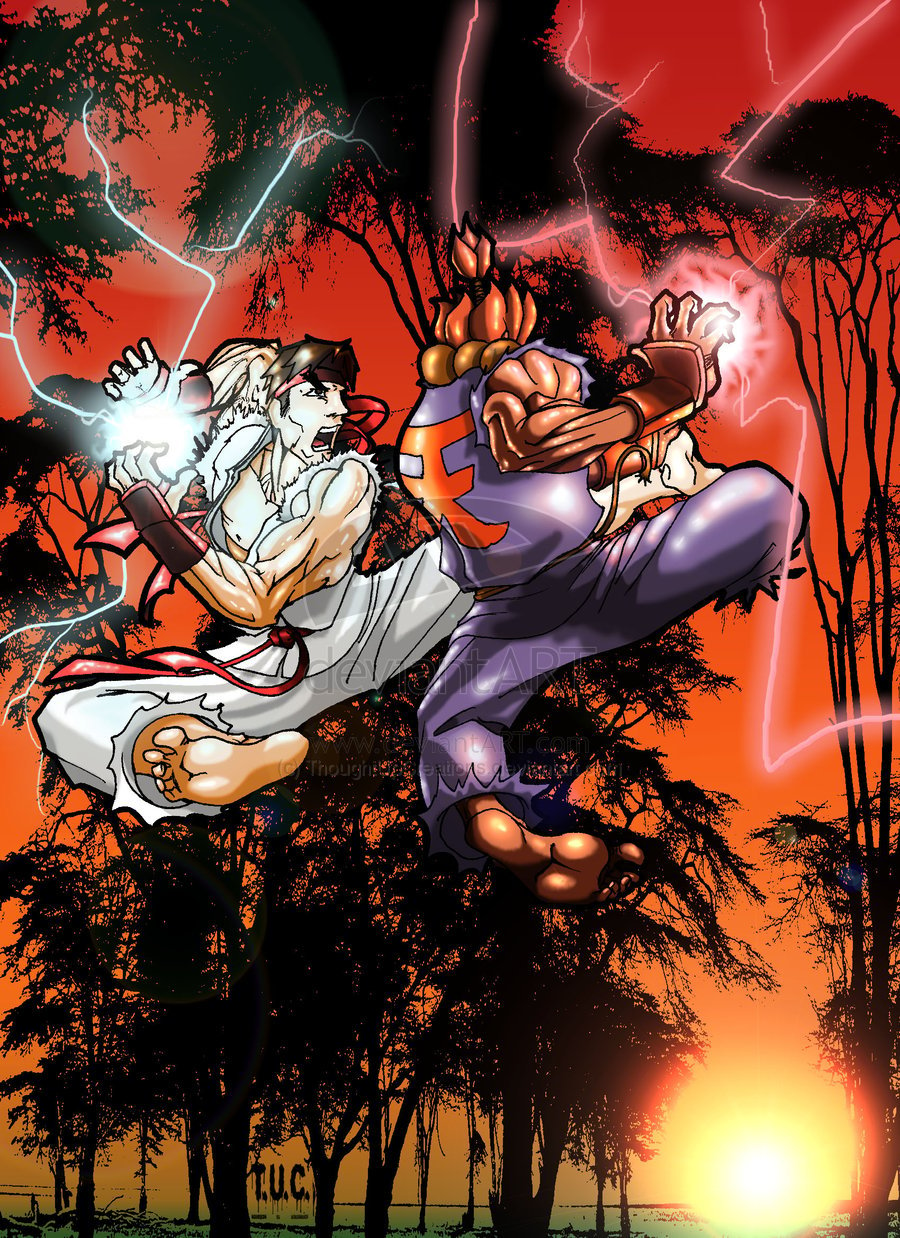 Ryu VS Akuma by ThoughtUpCreations on