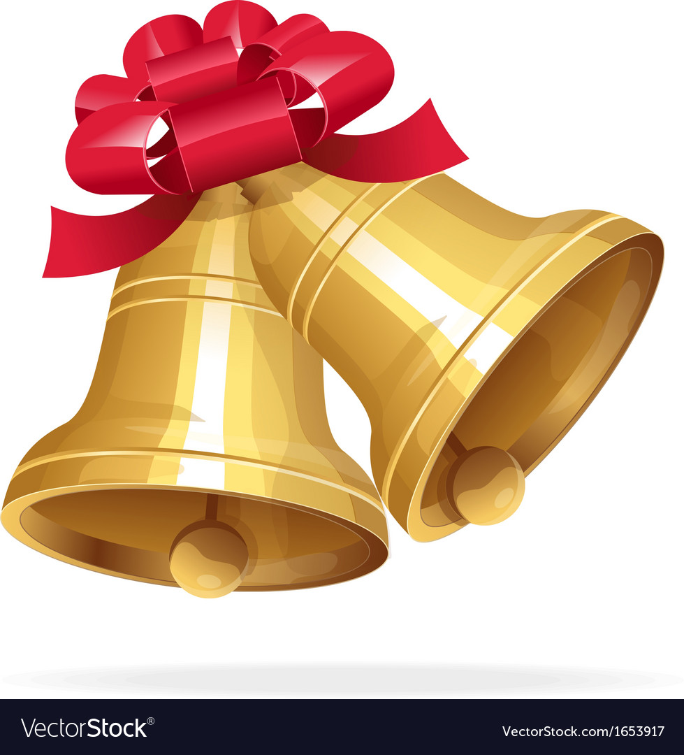 Jingle Bells With Red Bow On White Background Vector Image