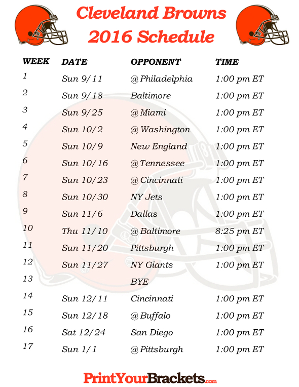 Home Cleveland Browns Schedule