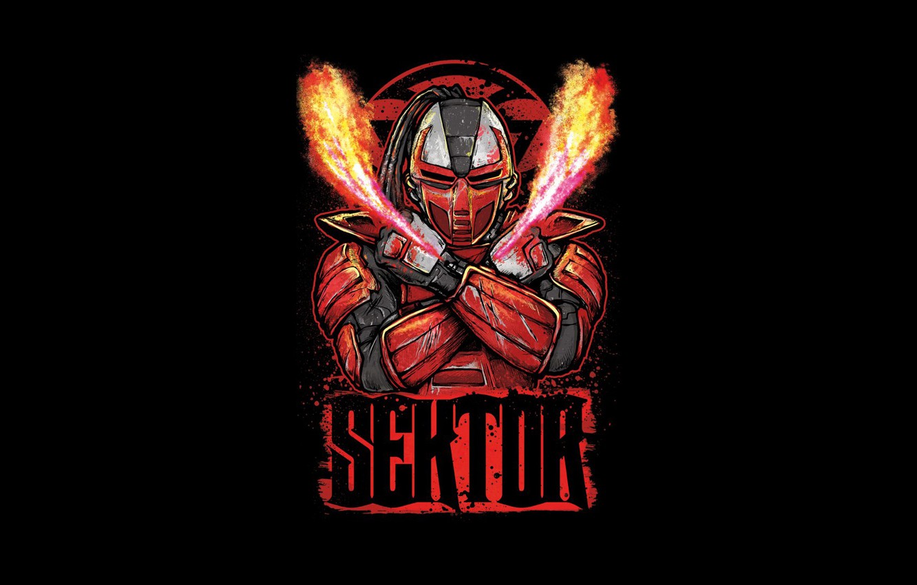 Wallpaper Red Fighter Cyborg Art Mortal Kombat Sector Image