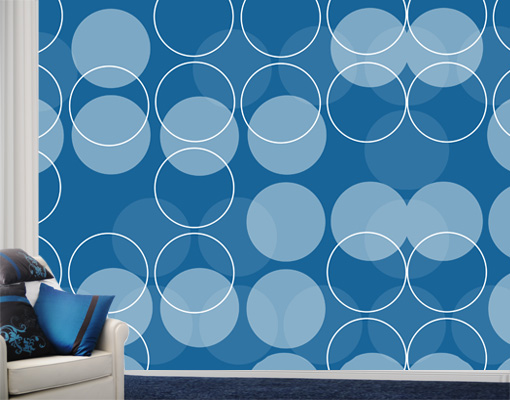  Wall Mural In Orbit Wallpaper Wall art Wall decor Circles Blue Modern