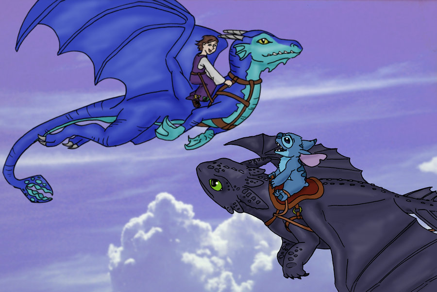 Toothless and Stitch Flyby by Skylanth on