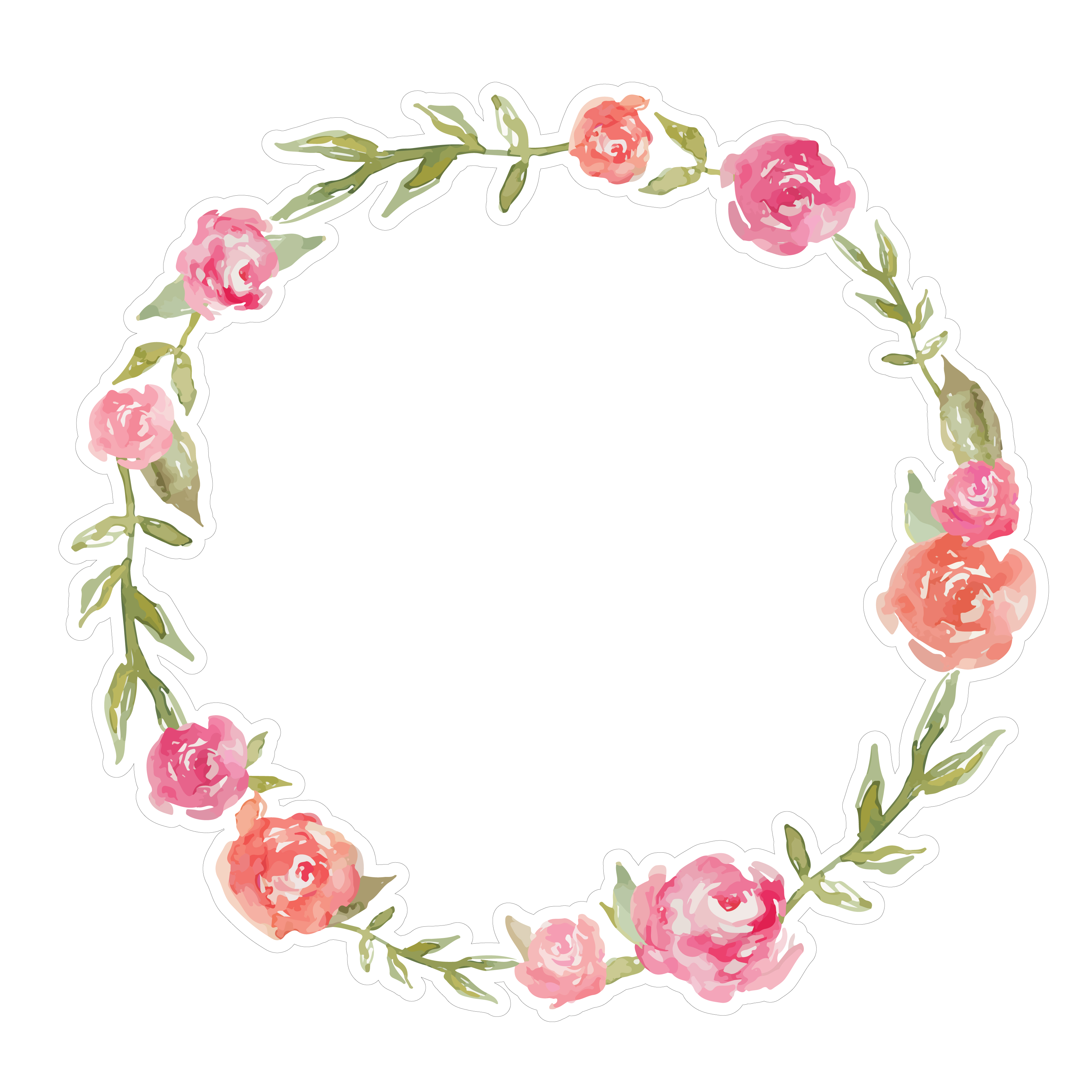 Watercolor Rose Wreath Svg File Cute