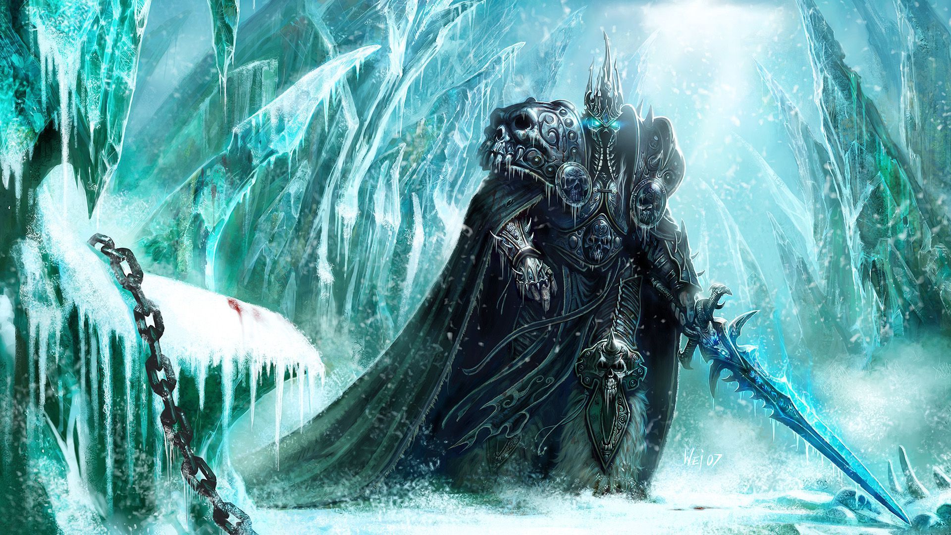 World Of Warcraft Wallpaper HD Lich King Ice Armor Sword