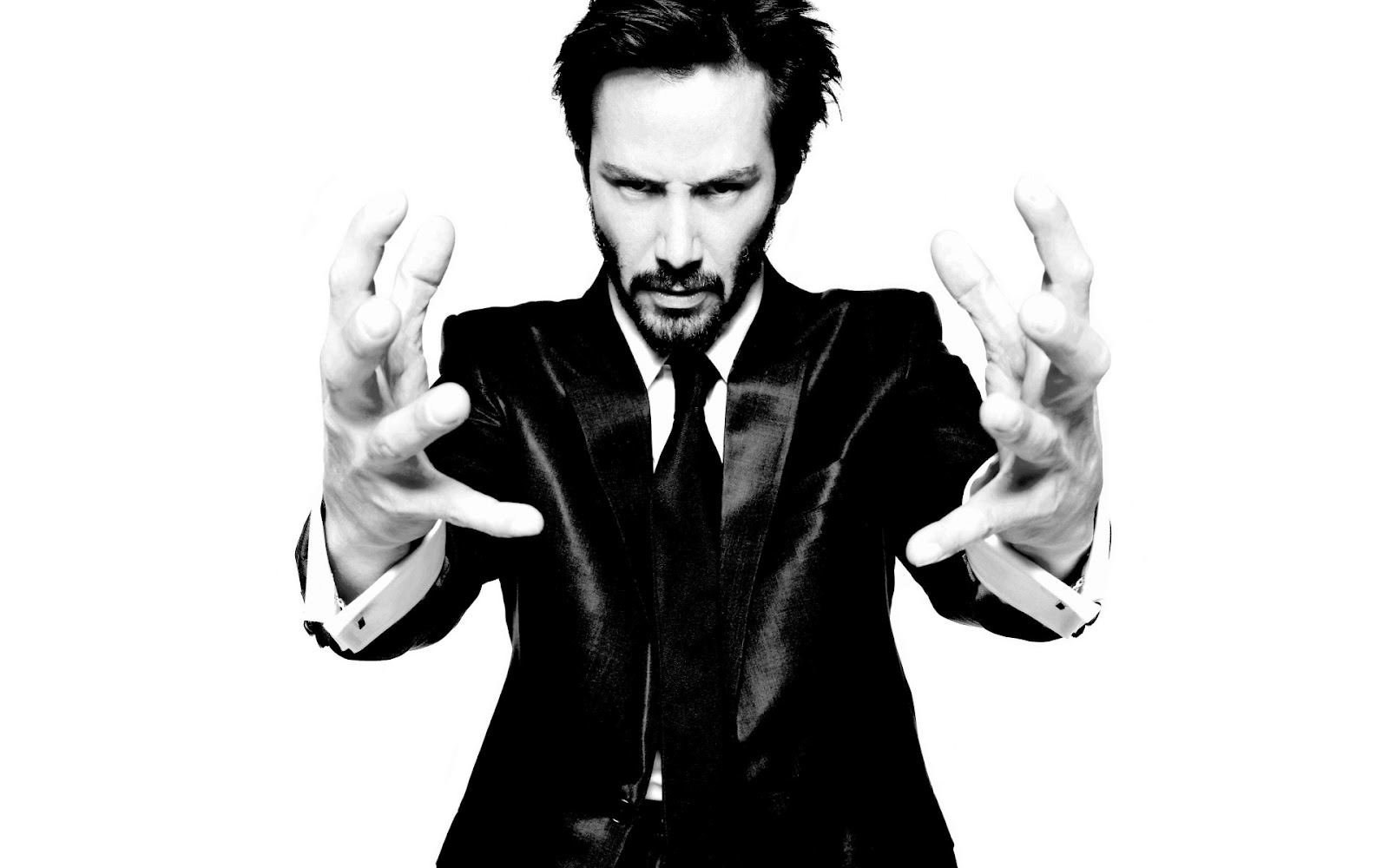 Keanu Reeves With Beard And Suit Black White Photo HD Wallpaper