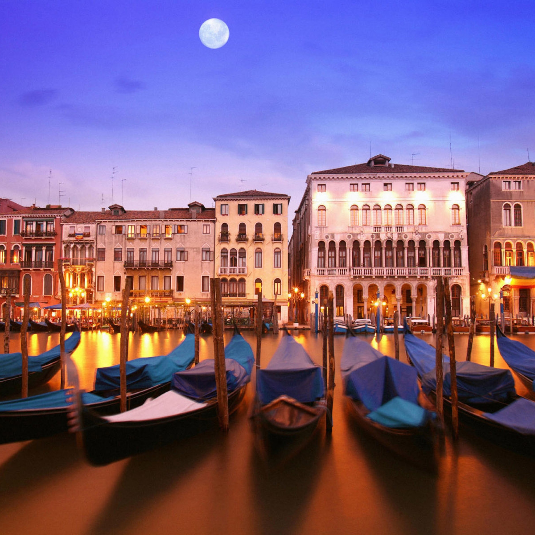 Venice Gondola At Night HD Wallpaper Background Image