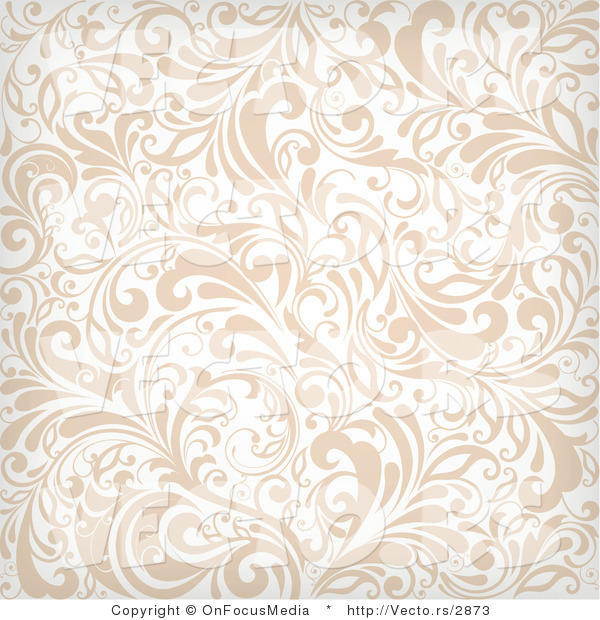 Vector Of Beige And White Vines Background Pattern With Flourishes By