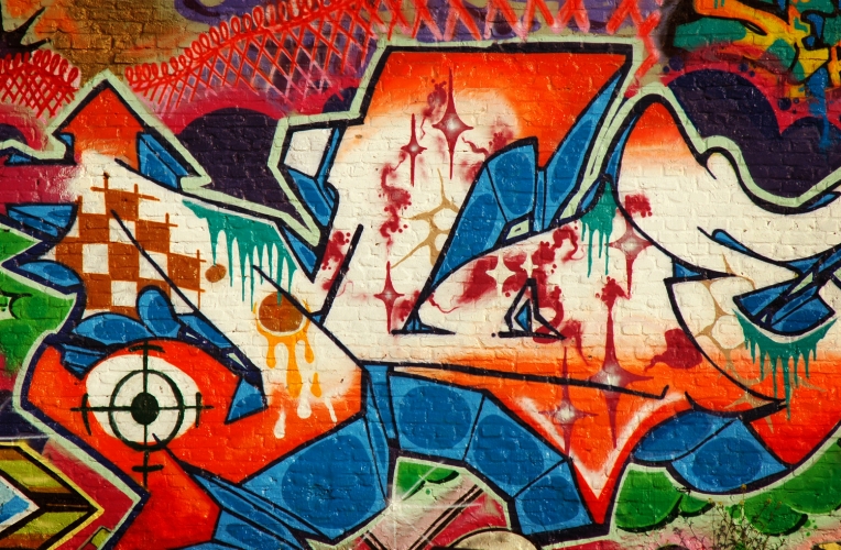 Red White And Blue Graffiti Mural Wallpaper