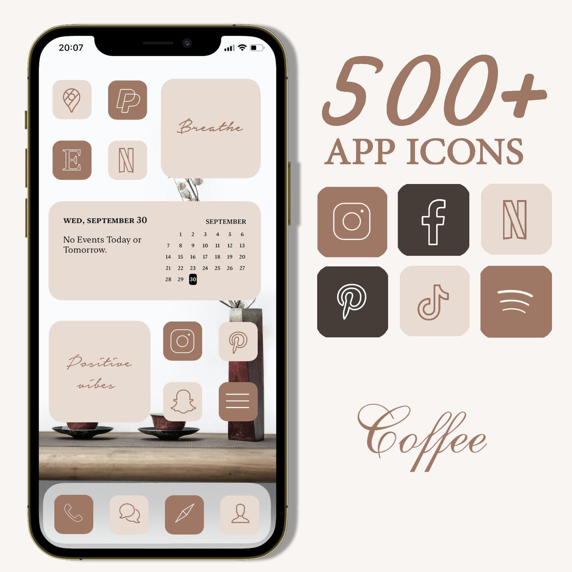 IOS 14 App Icons Dark Brown Modern Minimalist Coffee Cream   Etsy