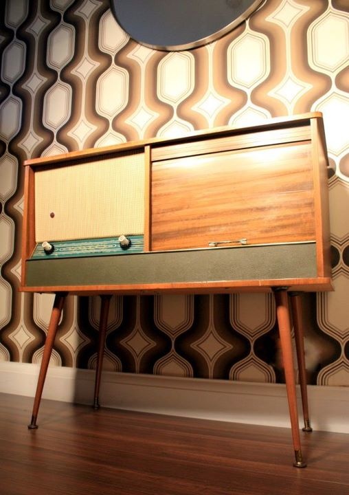 Vintage Furniture Modern Radio Retro Wallpaper Atomic Living Room