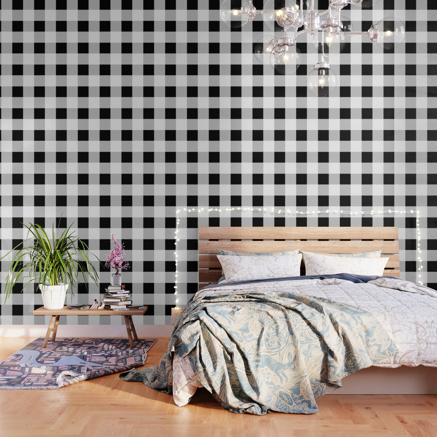 Free download western country french farmhouse black and white plaid