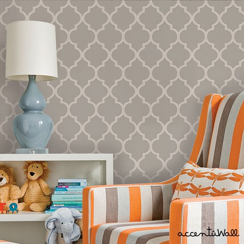 Moroccan Warm Grey Peel And Stick Fabric Wallpaper 2ft X 4ft Sheet