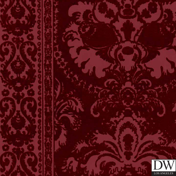 Victorian Flocked Velvet Wallpaper Tone On Burgundy Flk