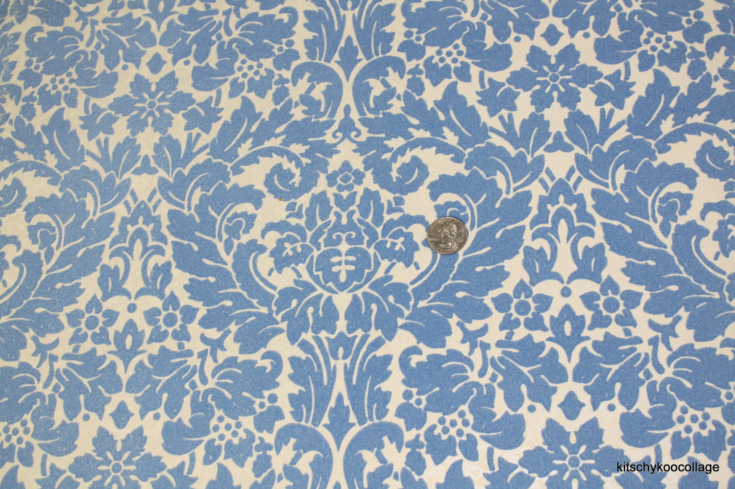 S Blue Flocked Vintage Wallpaper By Retrowallpaper On