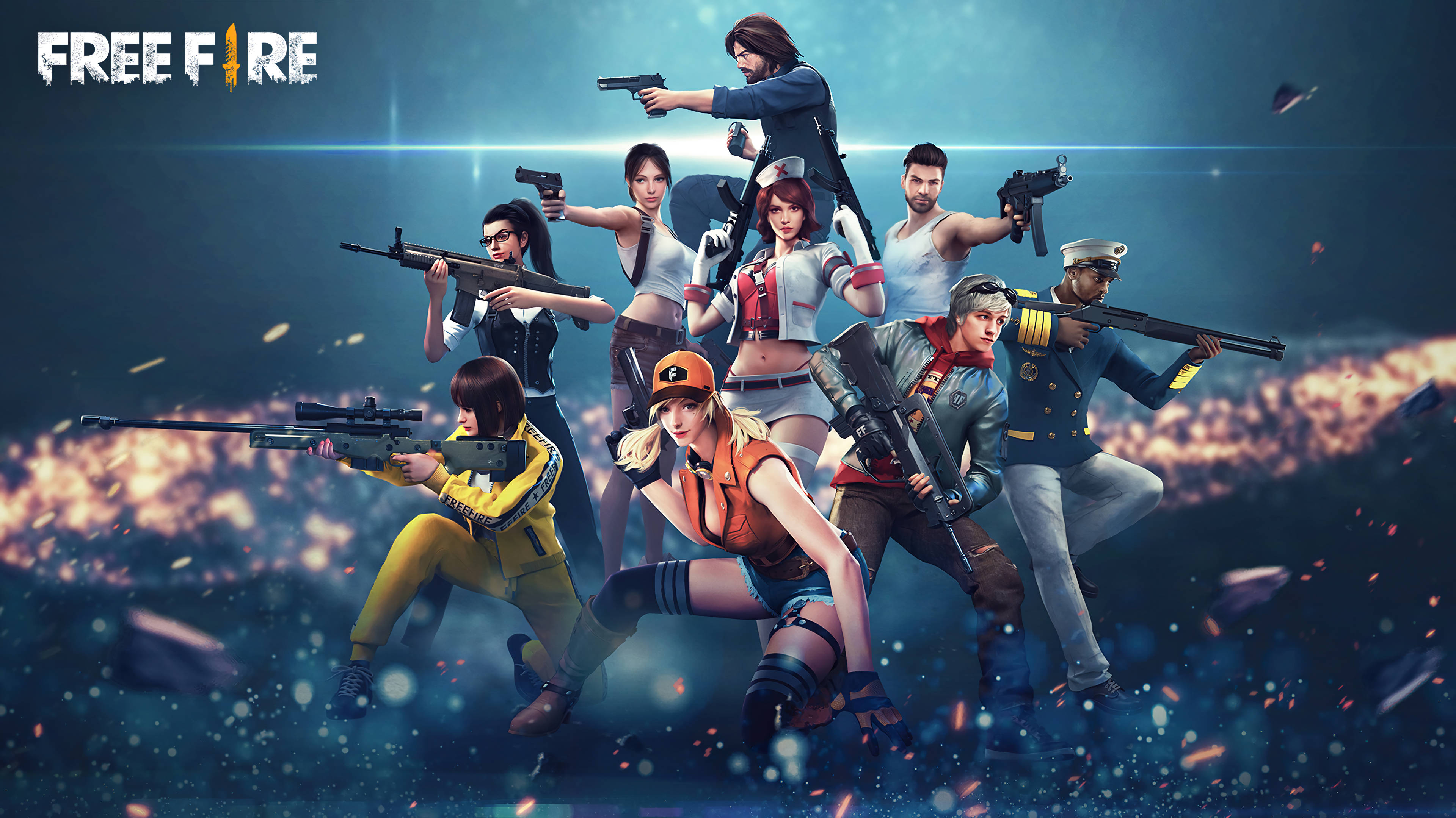 4k Fire Characters Working Together Wallpaper