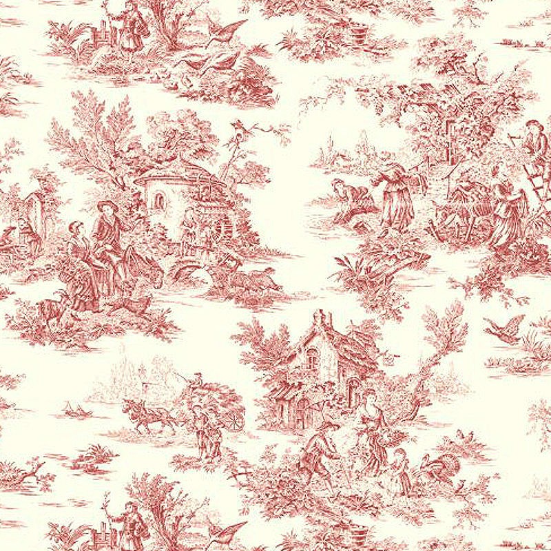 Wallpaper Toile Red Pattern