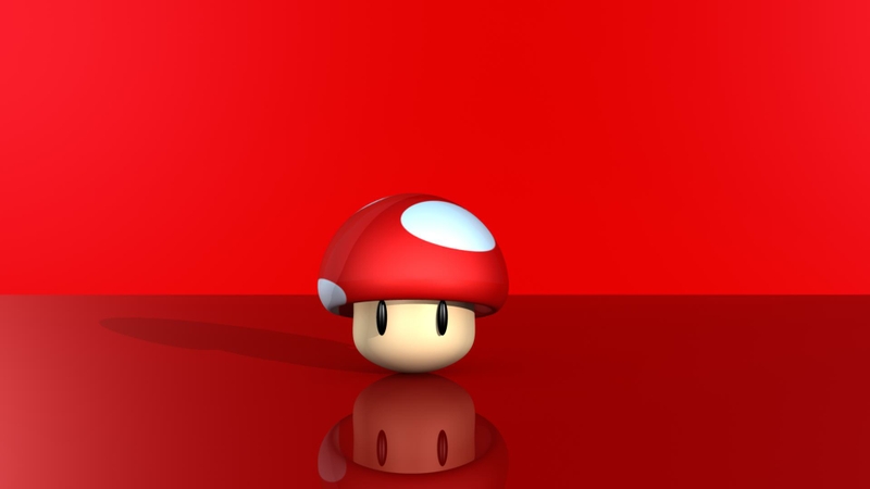 Red Nintendo Mario Bros Mushrooms Wallpaper