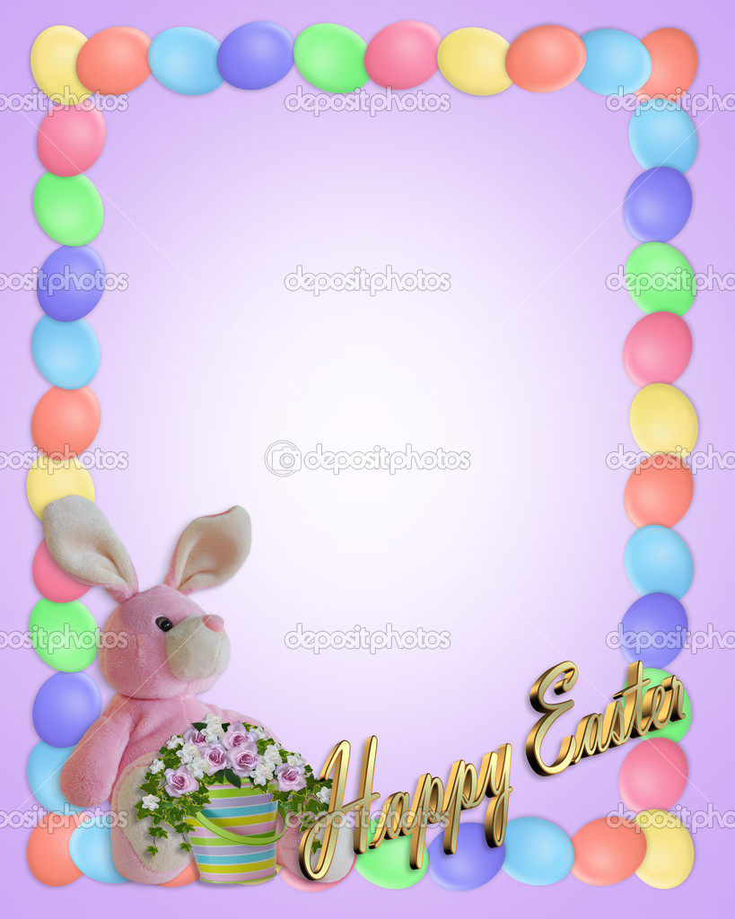 Easter Border Eggs and bunnies Stock Photo Irisangel