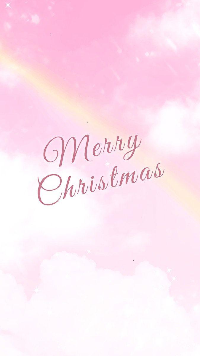 Christmas Mobile Wallpaper Template Aesthetic Pink Sky With