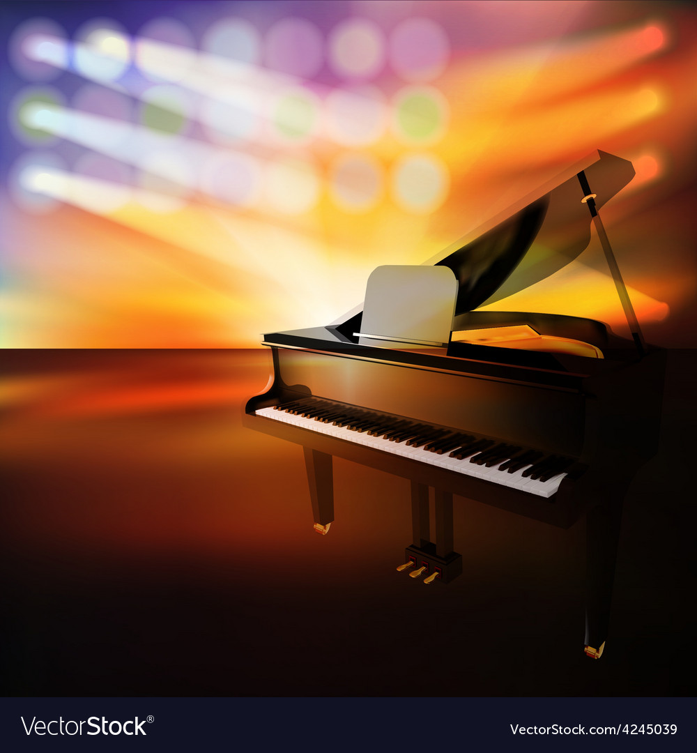 Abstract Jazz Background With Grand Piano On Music