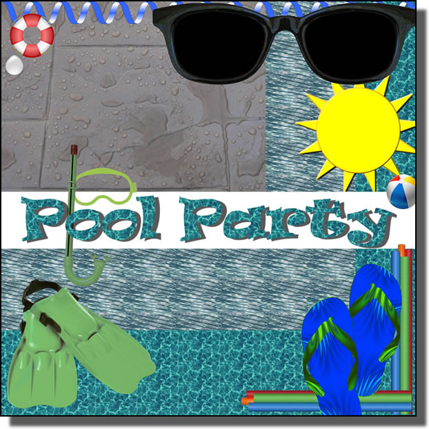 Swimming Pool Party Digital Scrapbook Kit