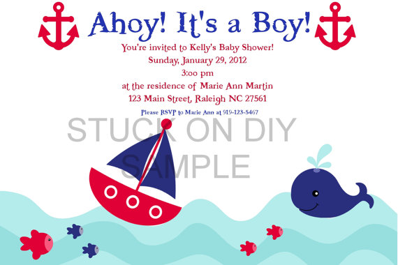 Printable Nautical Baby Shower Invitation And Thank You Cards