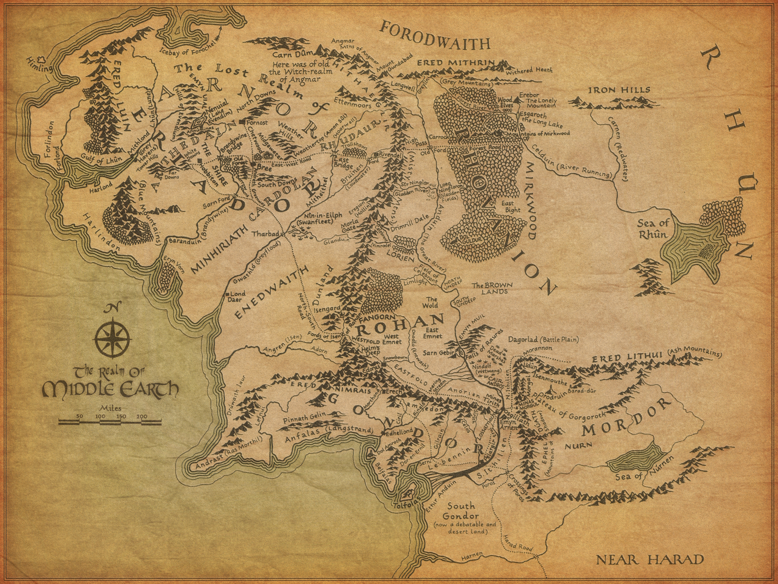 Lord Of The Rings Image Map Middle Earth HD Wallpaper