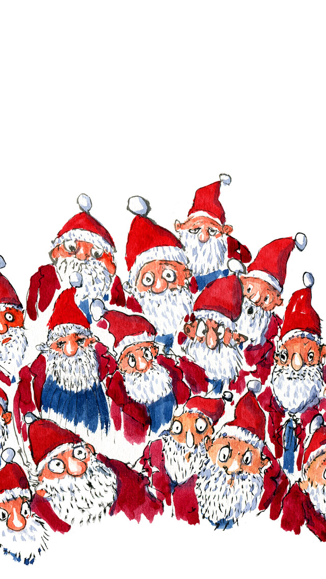 Merry Christmas Cartoon Santa Claus iPhone Wallpaper