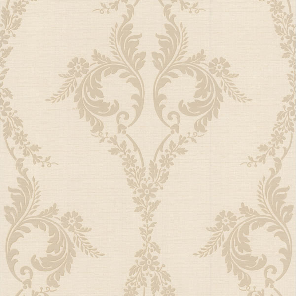 Beige Acanthus Leaf Scroll And Trail Wallpaper Traditional