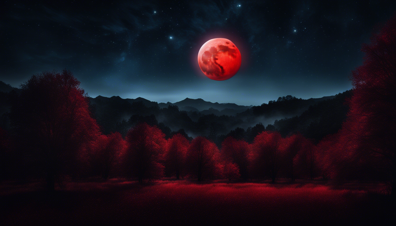 Red Moon Night Sky Wallpaper