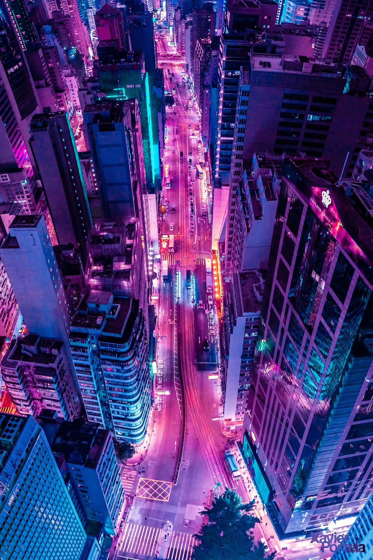 Aerial Explorations Of International Cityscapes Washed In A Neon Glow Wallpaper