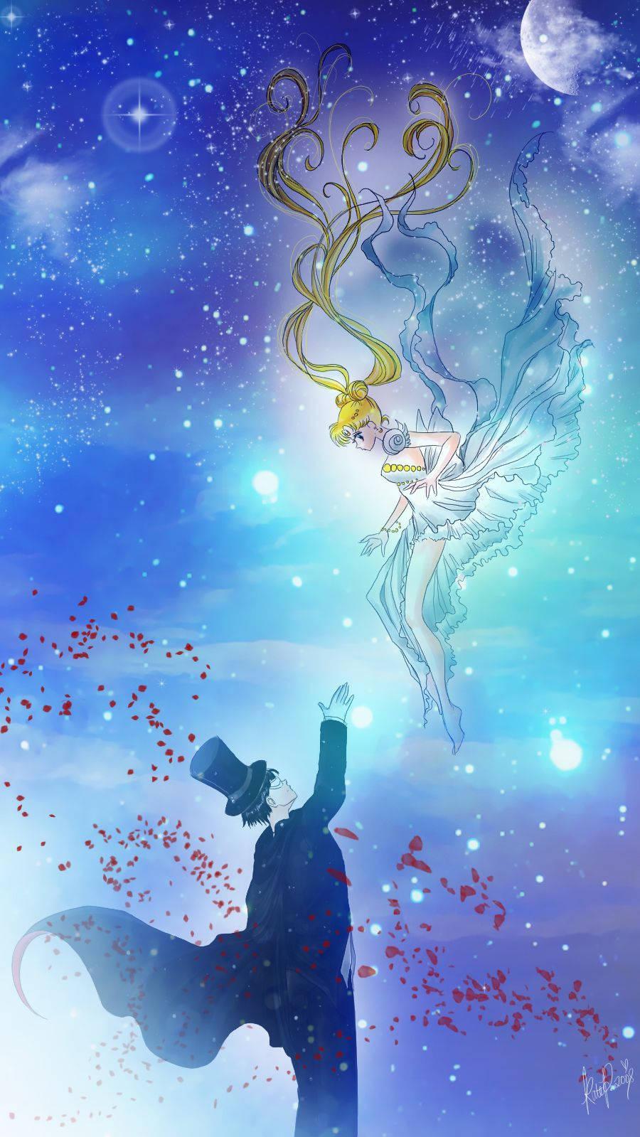 Usagi And Tuxedo Mask Sailor Moon iPhone Wallpaper