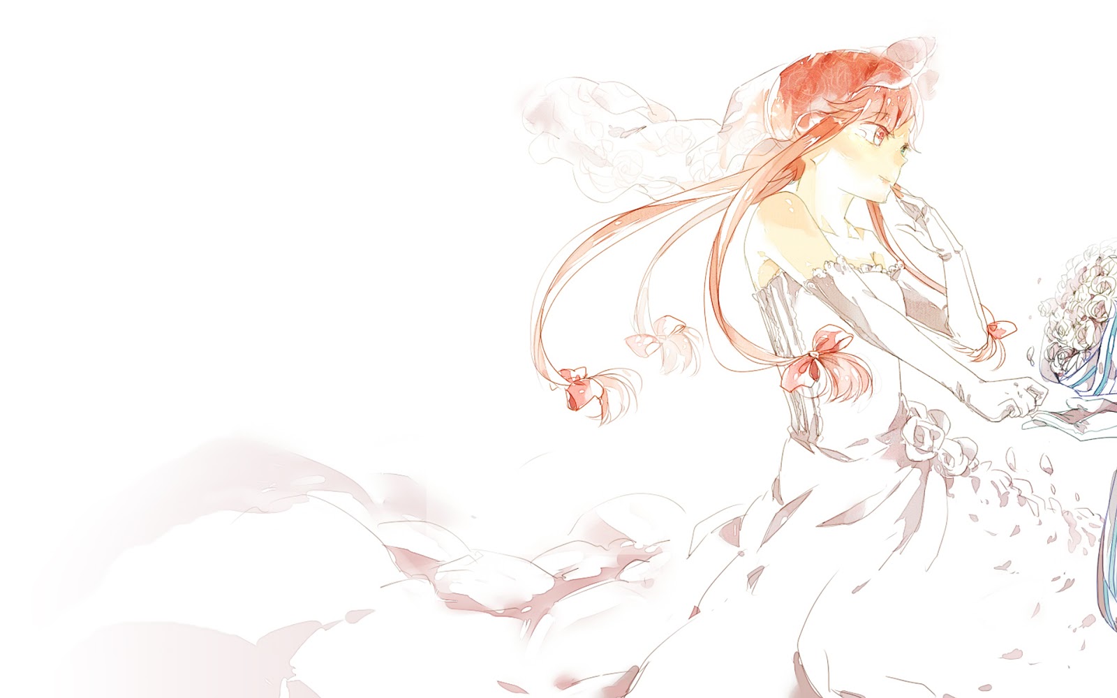 Yuno Gasai Future Diary Anime Girl Flowers Wedding Dress HD Wallpaper