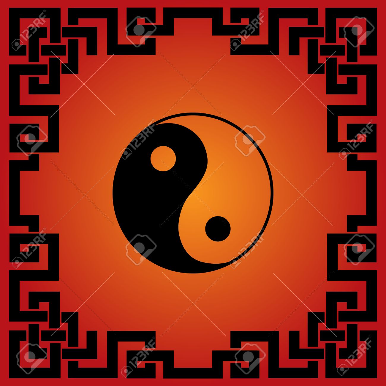 Traditional Chinese Red And Black Yin Yang Background Royalty