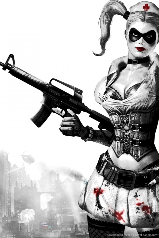 Harley Quinn With A Gun Wallpaper For iPhone