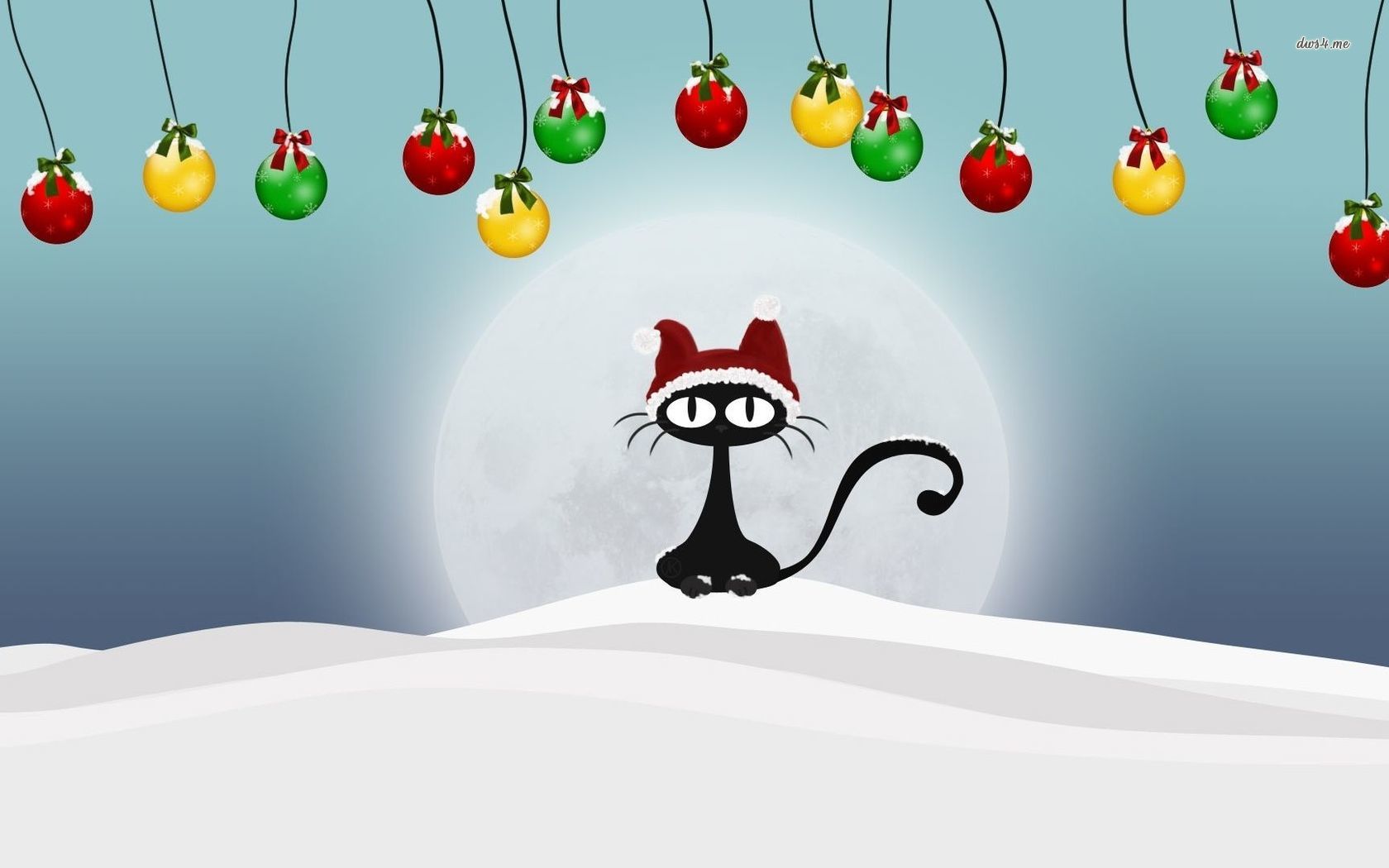 Black cat on Christmas night wallpaper 1280x800 Black cat on Christmas