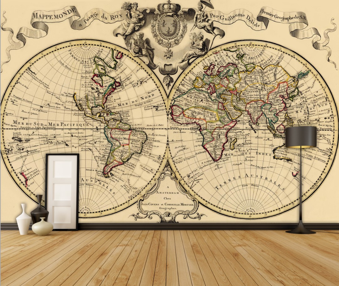 Old World Map Wallpaper Mural Vintage Of The