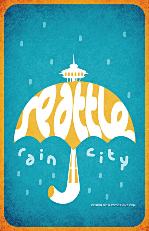 Seattle Rain City Poster Design by Rayz Designz httpRayzDesignz 485x750