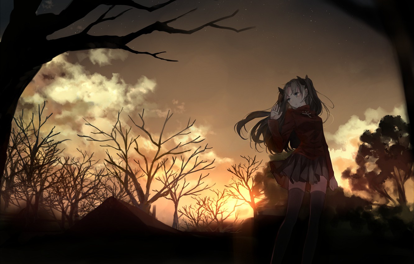 Wallpaper Girl Trees The Evening Rin Tohsaka Fate Stay