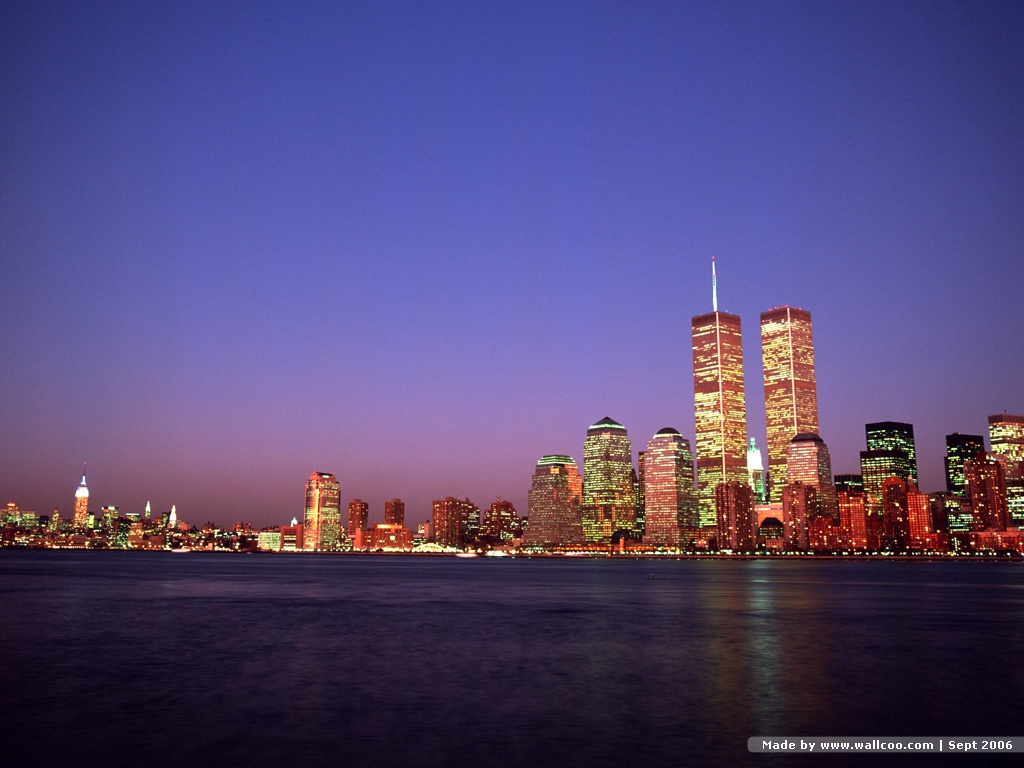 New York Skyline And Twin Towers World Trade Center