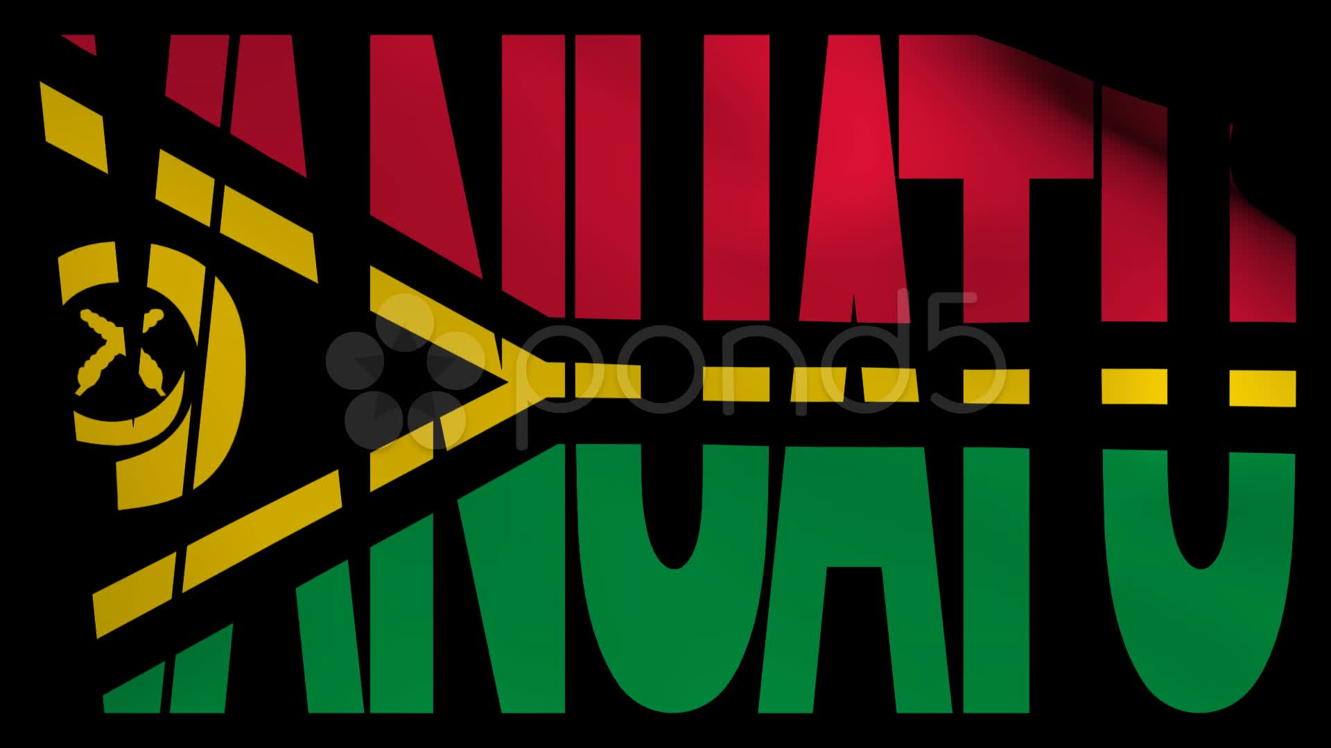 Vanuatu Text With Fluttering Flag Animation Hi Res