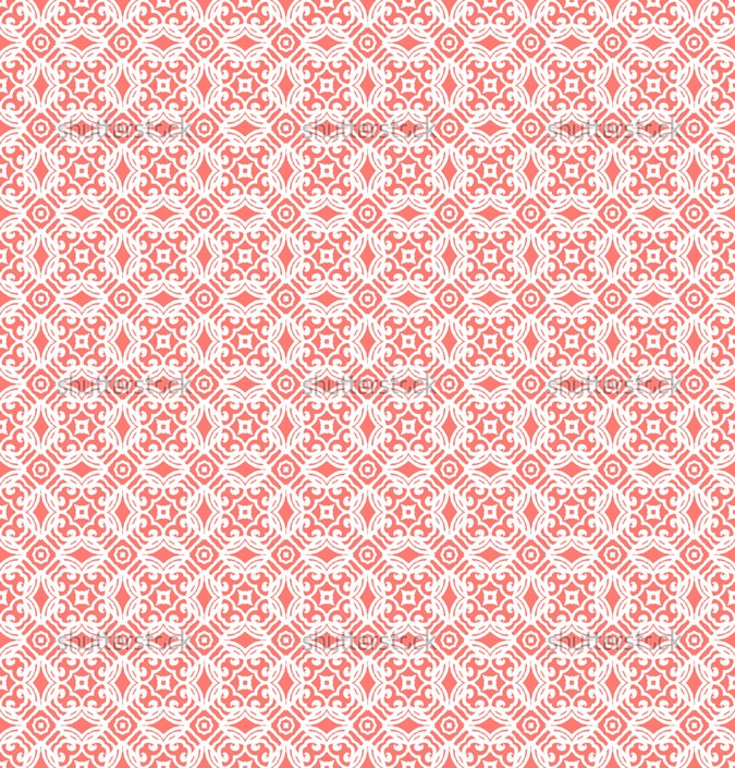 Vintage Vector Art Deco Pattern In Coral Red And White Seamless