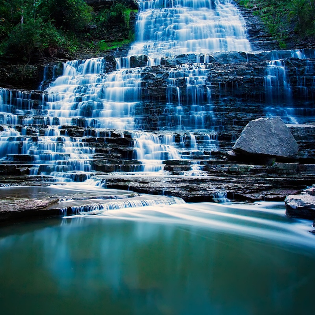 Mystical Waterfall Scene iPad Wallpaper iPhone