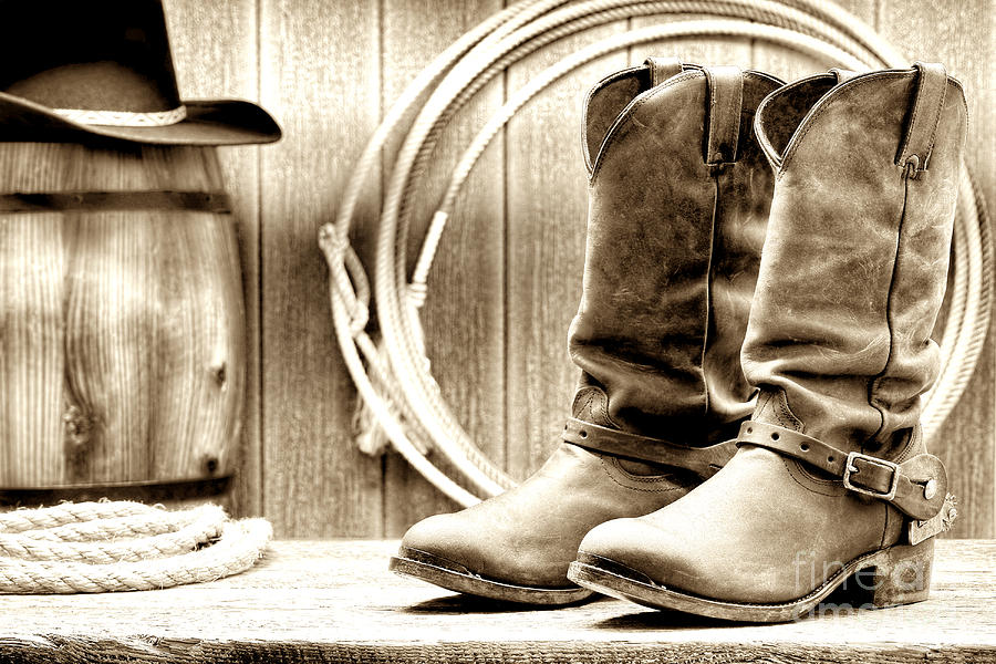 Cowboy Boots Outside Saloon Photograph